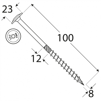 Wkręty do drewna CT 8 x 100 mm 50 szt.