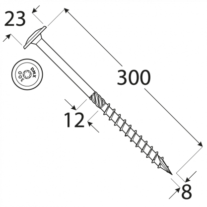 Wkręty do drewna CT 8 x 300 mm 50 szt. 