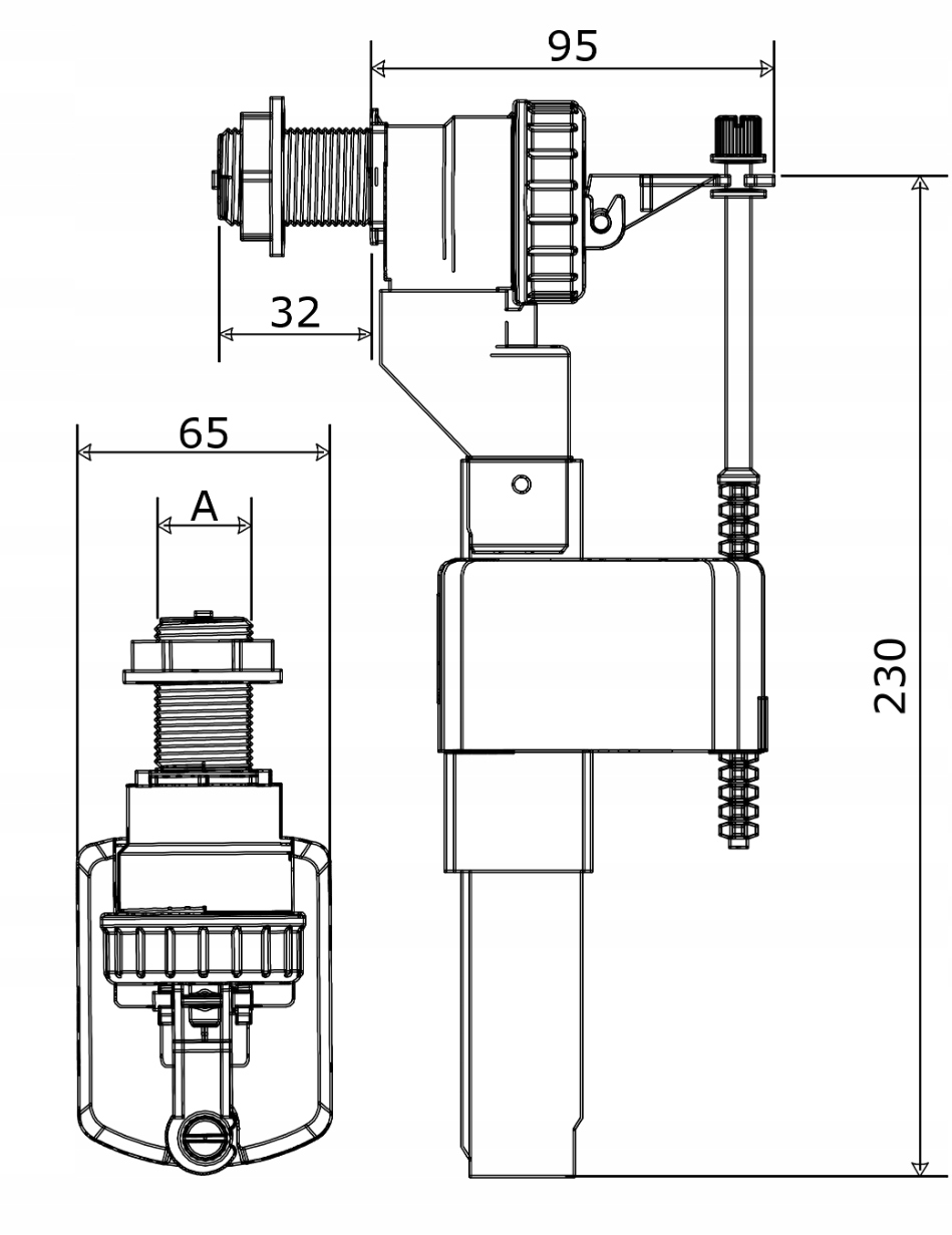 Zawór napełniający boczny do WC 1/2" ZN.15