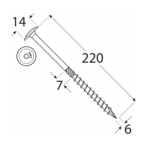 Wkręty do drewna CT 6 x 220 mm 100 szt. 